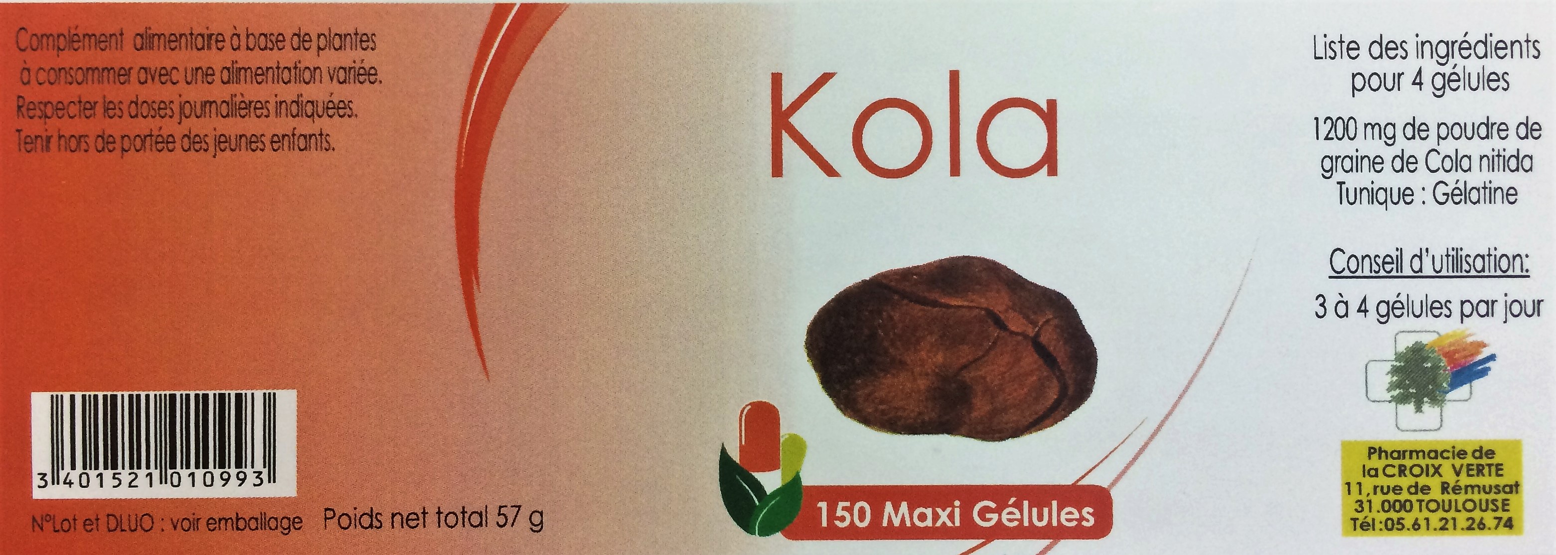 KOLATIER - NOIX KOLA, Graine poudre (Cola nitida) - Apophycaire Option 100gr